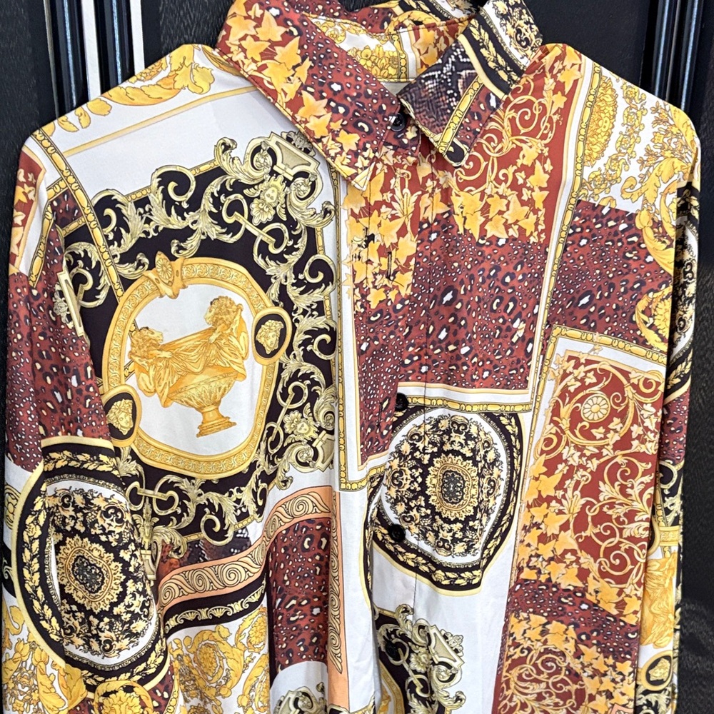 Vintage Baroque Print Dress